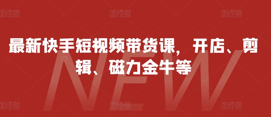最新快手短视频带货课，开店、剪辑、磁力金牛等-985网创