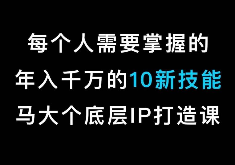 马大个的IP底层逻辑课，​每个人需要掌握的年入千万的10新技能，约会底层IP打造方法！-985网创