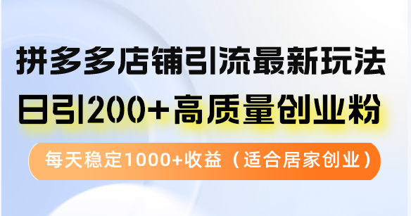 拼多多店铺引流最新玩法，日引200+高质量创业粉，每天稳定1000+收益(...-985网创