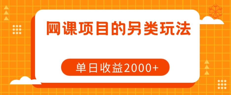 网课项目的另类玩法，单日收益2000+【揭秘】-985网创