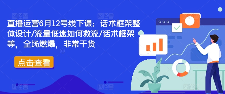 直播运营6月12号线下课：话术框架整体设计/流量低迷如何救流/话术框架等，全场燃爆，非常干货-985网创