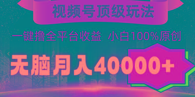 (9281期)视频号顶级玩法，无脑月入40000+，一键撸全平台收益，纯小白也能100%原创-985网创