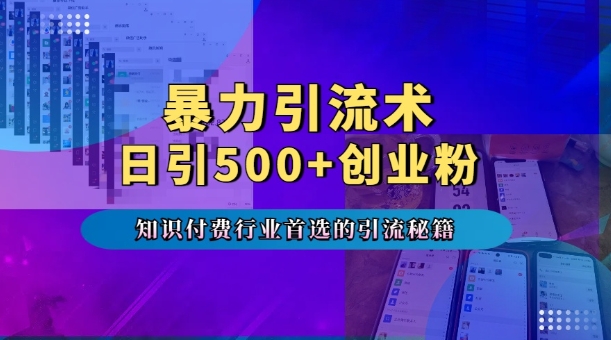 暴力引流术，专业知识付费行业首选的引流秘籍，一天暴流500+创业粉，五个手机流量接不完!-985网创