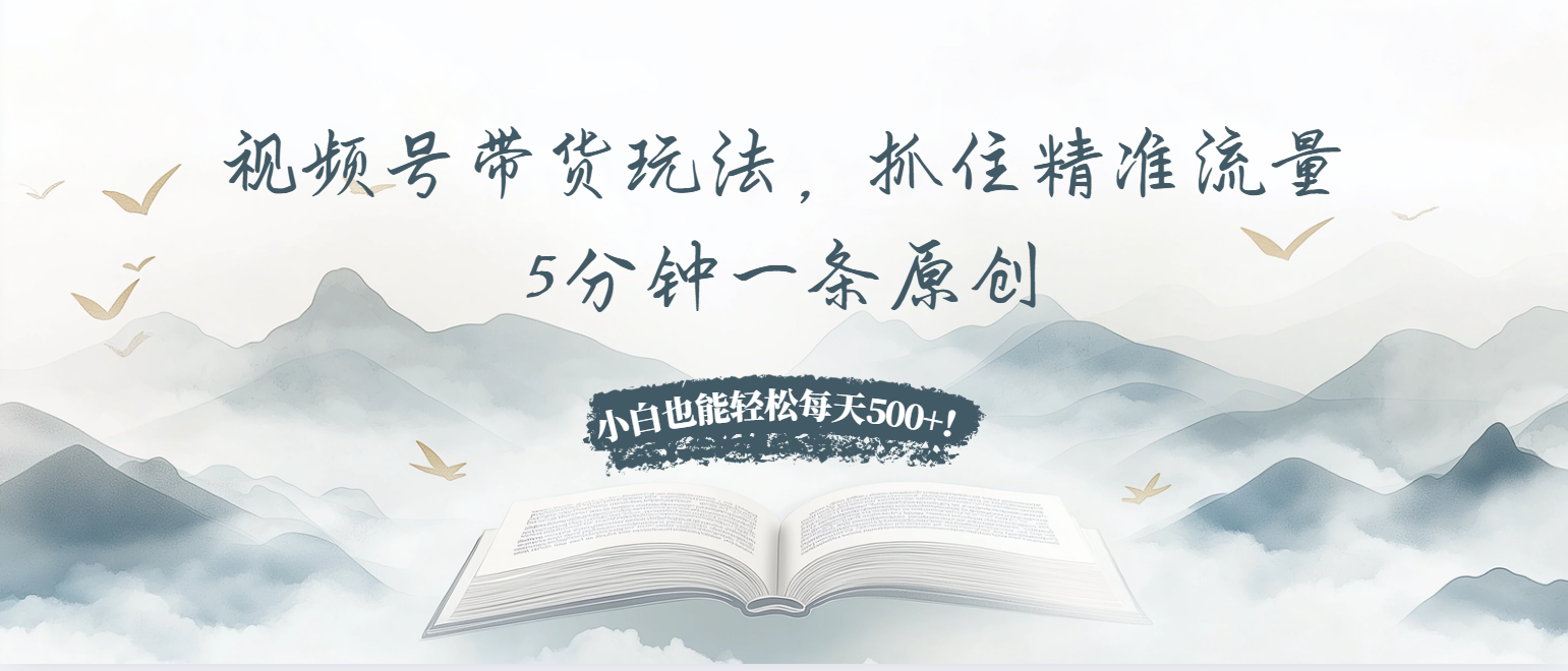 视频号带货玩法，抓住精准流量，5分钟一条原创，小白也能轻松每天500+！-985网创