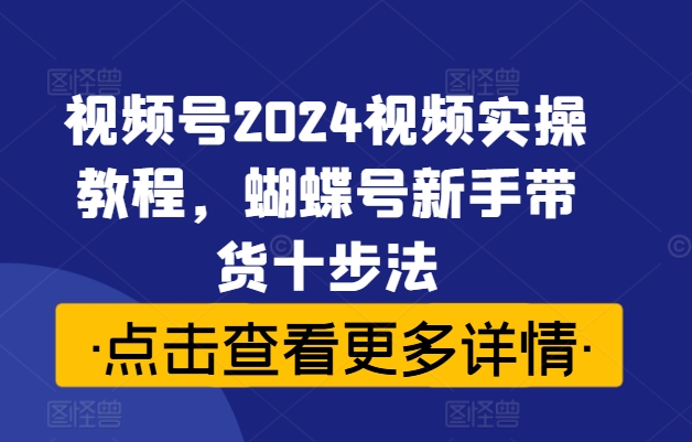 视频号2024视频实操教程，蝴蝶号新手带货十步法-985网创