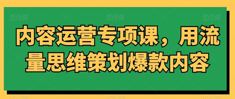内容运营专项课，用流量思维策划爆款内容-985网创