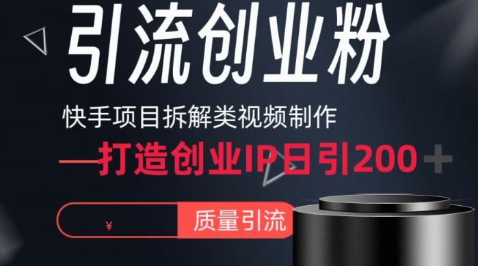 快手项目拆解类视频详细制作流程打造个人IP，单日引流200+高质量创业粉【揭秘】-985网创