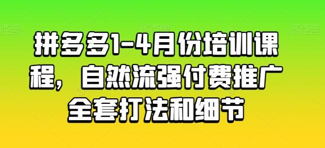 拼多多1-4月份培训课程，自然流强付费推广全套打法和细节-985网创