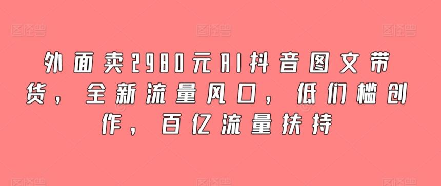 外面卖2980元AI抖音图文带货，全新流量风口，低们槛创作，百亿流量扶持-985网创