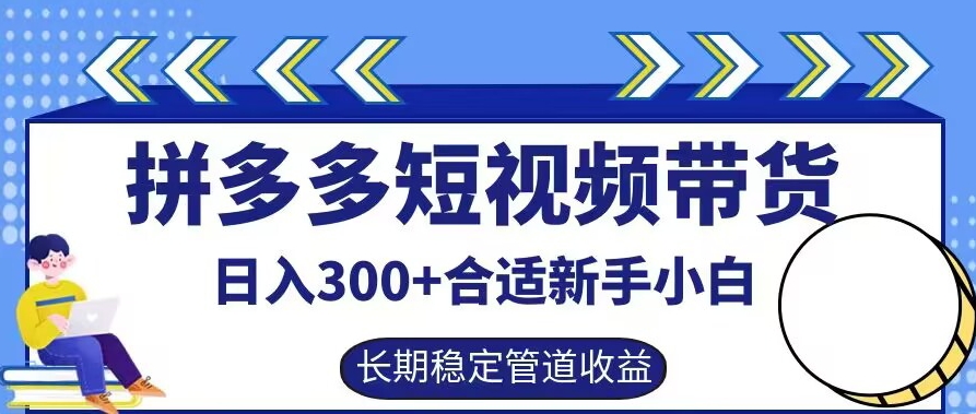 拼多多短视频带货日入300+有长期稳定被动收益，合适新手小白【揭秘】-985网创