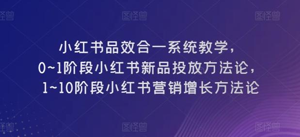 小红书品效合一系统教学，​0~1阶段小红书新品投放方法论，​1~10阶段小红书营销增长方法论-985网创