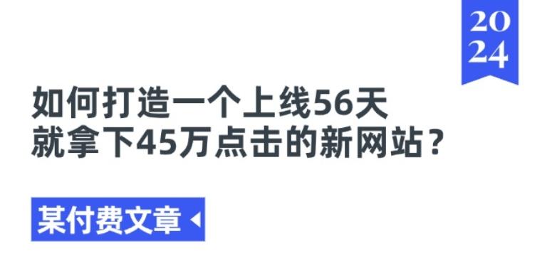 某付费文章《如何打造一个上线56天就拿下45万点击的新网站?》-985网创
