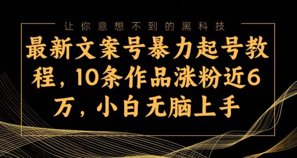 最新文案号暴力起号教程，10条作品涨粉近6万，小白无脑上手-985网创