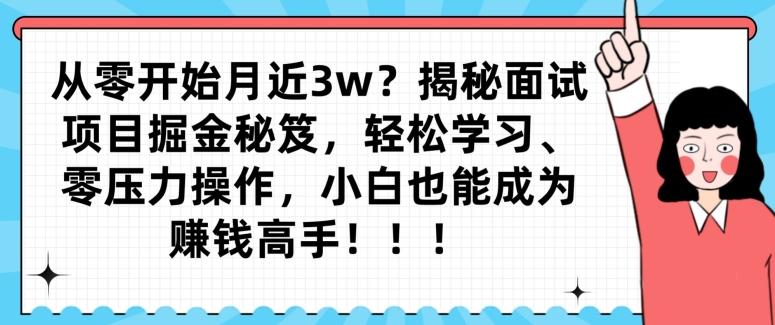 从零开始月近3w？揭秘面试项目掘金秘笈，轻松学习、零压力操作，小白也能成为赚钱高手-985网创