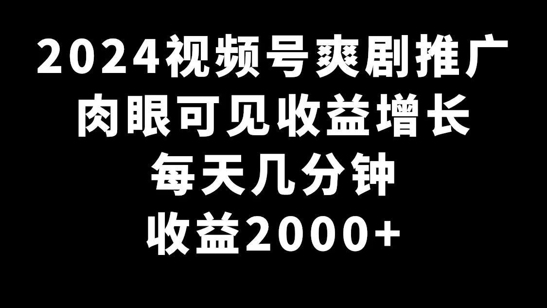 2024视频号爽剧推广，肉眼可见的收益增长，每天几分钟收益2000+-985网创