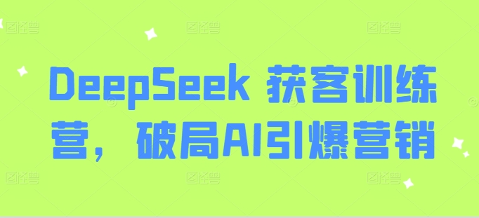 DeepSeek 获客训练营，破局AI引爆营销-985网创