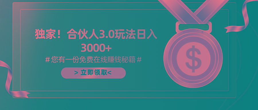 游戏合伙人3.0，日入3000+，无限扩大的蓝海项目-985网创