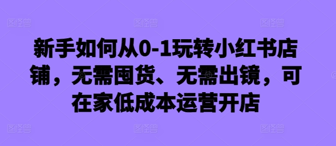 新手如何从0-1玩转小红书店铺，无需囤货、无需出镜，可在家低成本运营开店-985网创