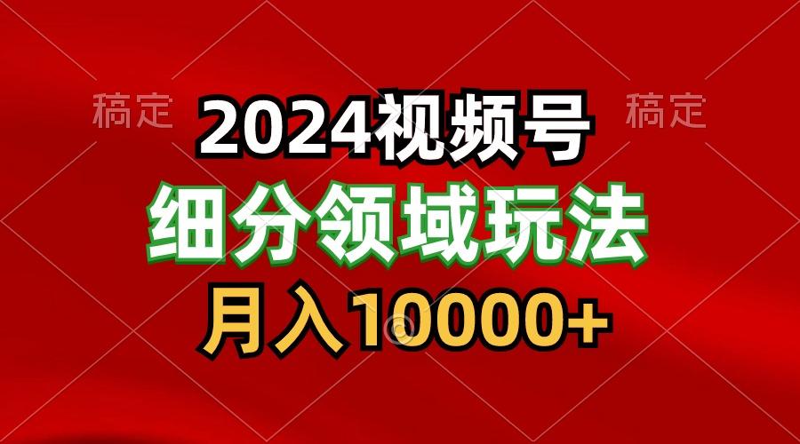 2024视频号分成计划细分领域玩法，每天5分钟，月入1W+-985网创