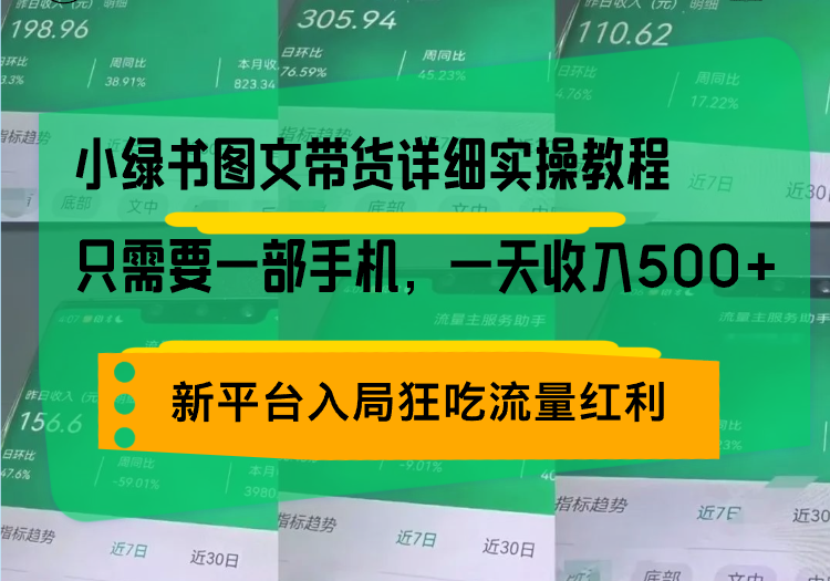 小绿书图文带货详细实操教程，只需要一部手机，一天收入500+，轻松变现-985网创