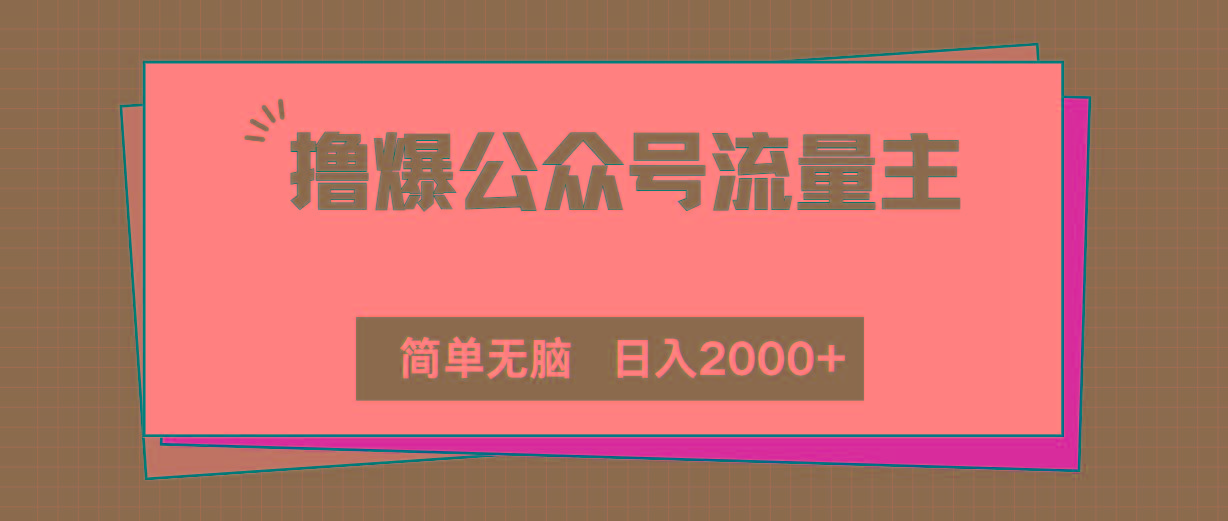 撸爆公众号流量主，简单无脑，单日变现2000+-985网创