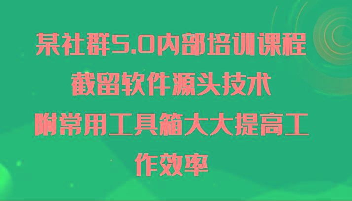 某社群5.0内部培训课程，截留软件源头技术，附常用工具箱大大提高工作效率-985网创
