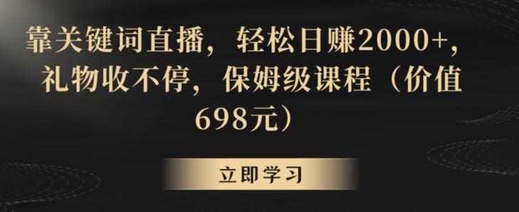 靠关键词直播，轻松日赚2000+，礼物收不停，保姆级课程(价值698元)【揭秘】-985网创