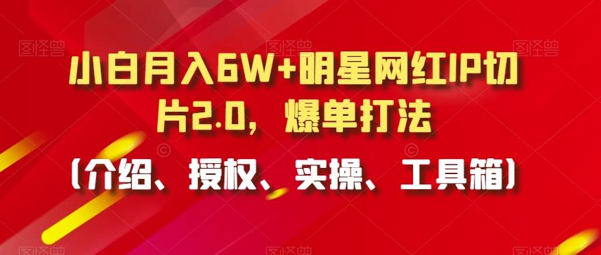 小白月入6W+明星网红IP切片2.0，爆单打法(介绍、授权、实操、工具箱)【揭秘】-985网创