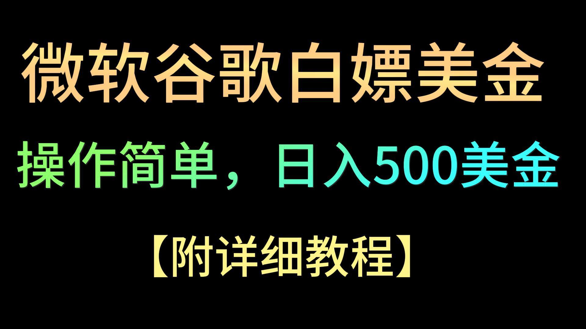 微软谷歌项目3.0，轻松日赚500+美金，操作简单，小白也可轻松入手！-985网创