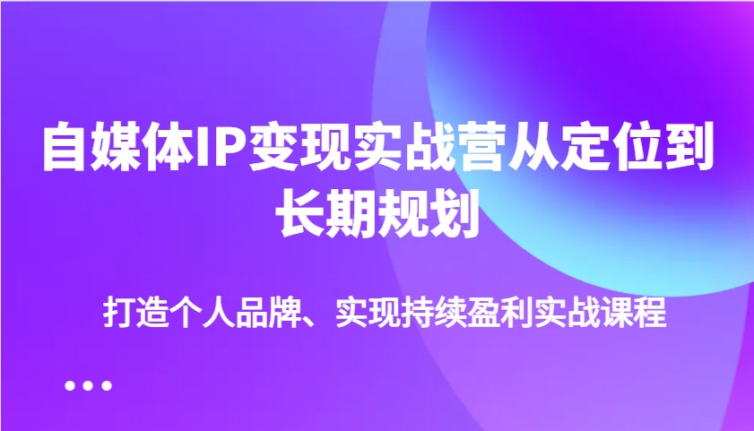 自媒体IP变现实战营从定位到长期规划，打造个人品牌、实现持续盈利实战课程-985网创
