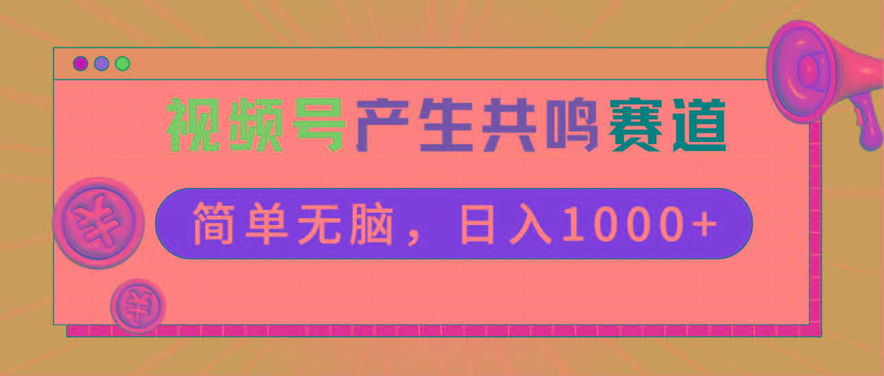 2024年视频号，产生共鸣赛道，简单无脑，一分钟一条视频，日入1000+-985网创