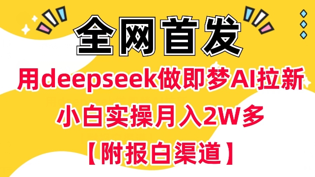 用deepseek做即梦Ai拉新 小白实操月入过W+【附报白渠道】-985网创
