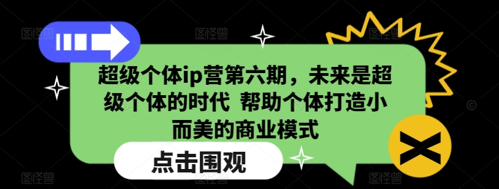 超级个体ip营第六期，未来是超级个体的时代  帮助个体打造小而美的商业模式-985网创