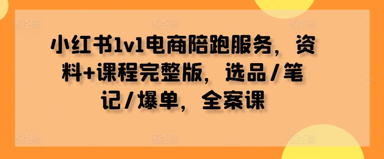 小红书1v1电商陪跑服务，资料+课程完整版，选品/笔记/爆单，全案课-985网创