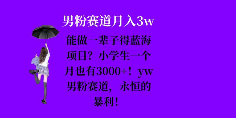 能做一辈子的蓝海项目？小学生一个月也有3000+，yw男粉赛道，永恒的暴利-985网创