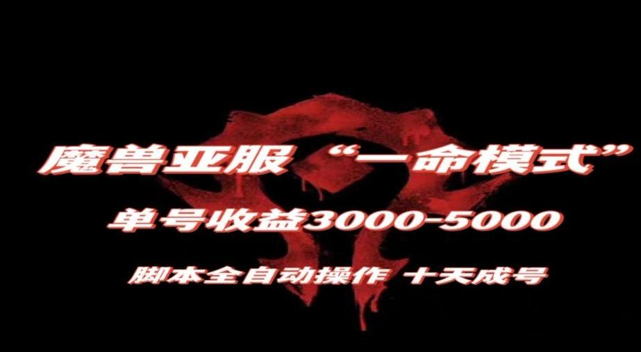 魔兽亚服一命模式，10天成号-单号3千-5千，脚本全自动操作，保姆级教学【揭秘】-985网创