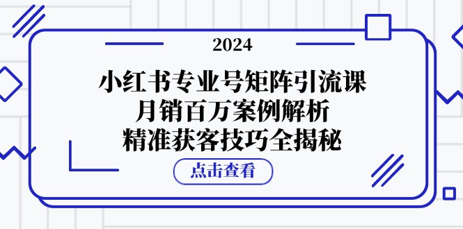 小红书专业号矩阵引流课，月销百万案例解析，精准获客技巧全揭秘-985网创