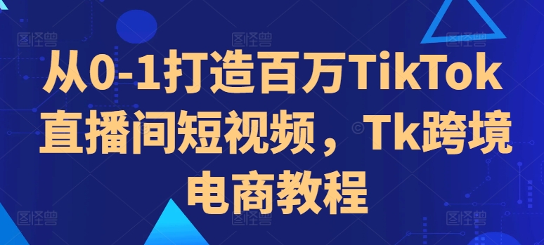 从0-1打造百万TikTok直播间短视频，Tk跨境电商教程-985网创