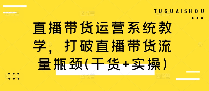 直播带货运营系统教学，打破直播带货流量瓶颈(干货+实操)-985网创