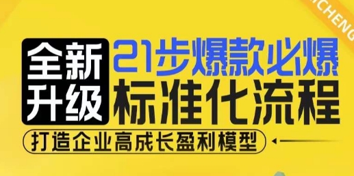 21步爆款必爆标准化流程，全新升级，打造企业高成长盈利模型-985网创