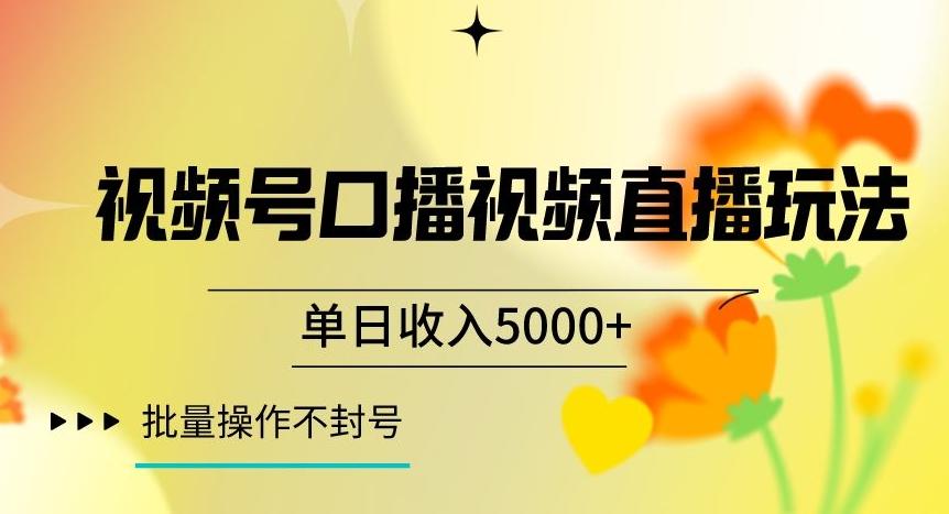 视频号囗播视频直播玩法，单日收入5000+，批量操作不封号【揭秘】-985网创