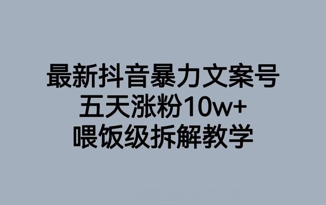 最新抖音暴力文案号，五天涨粉10w+，喂饭级拆解教学-985网创