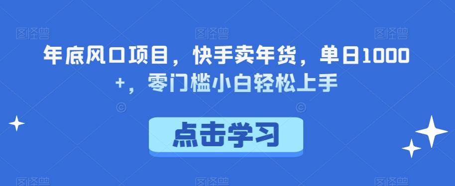 年底风口项目，快手卖年货，单日1000+，零门槛小白轻松上手-985网创