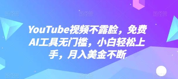 YouTube视频不露脸，免费AI工具无门槛，小白轻松上手，月入美金不断【揭秘】-985网创