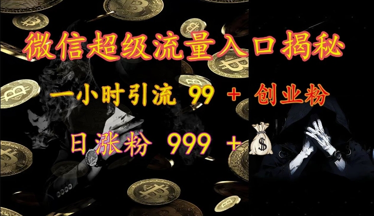 微信超级流量入口揭秘：一小时引流 99 + 创业粉，日涨粉 999 +-985网创