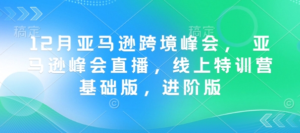 12月亚马逊跨境峰会， 亚马逊峰会直播，线上特训营基础版，进阶版-985网创
