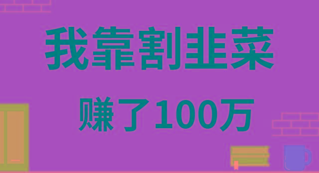 我靠割韭菜赚了 100 万-985网创