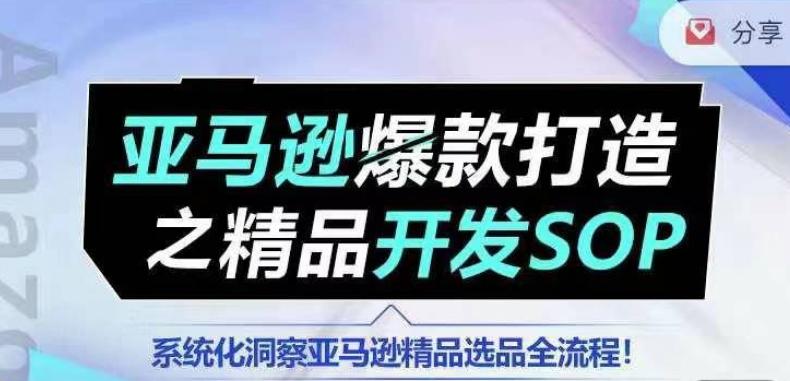 【训练营】亚马逊爆款打造之精品开发SOP，系统化洞察亚马逊精品选品全流程-985网创