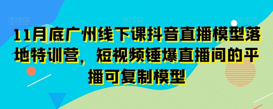 11月底广州线下课抖音直播模型落地特训营，短视频锤爆直播间的平播可复制模型-985网创