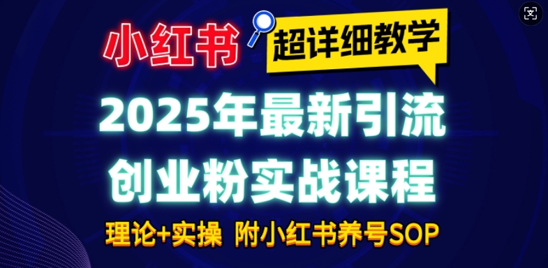 2025年最新小红书引流创业粉实战课程【超详细教学】小白轻松上手，月入1W+，附小红书养号SOP-985网创